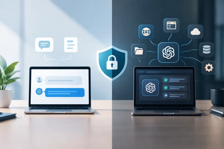 Comparison of ChatGPT Agent Mode and regular ChatGPT security risks