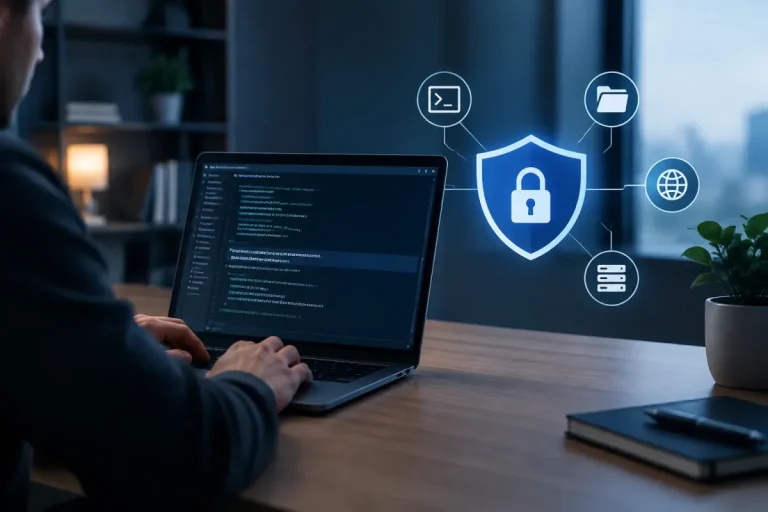 Developer reviewing Claude Code security permissions and tool access