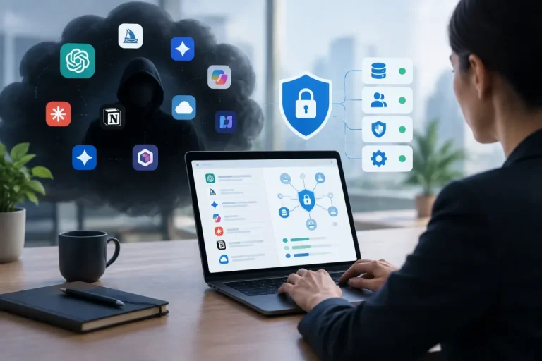 Security team reviewing shadow AI tools, data flows, and governance controls
