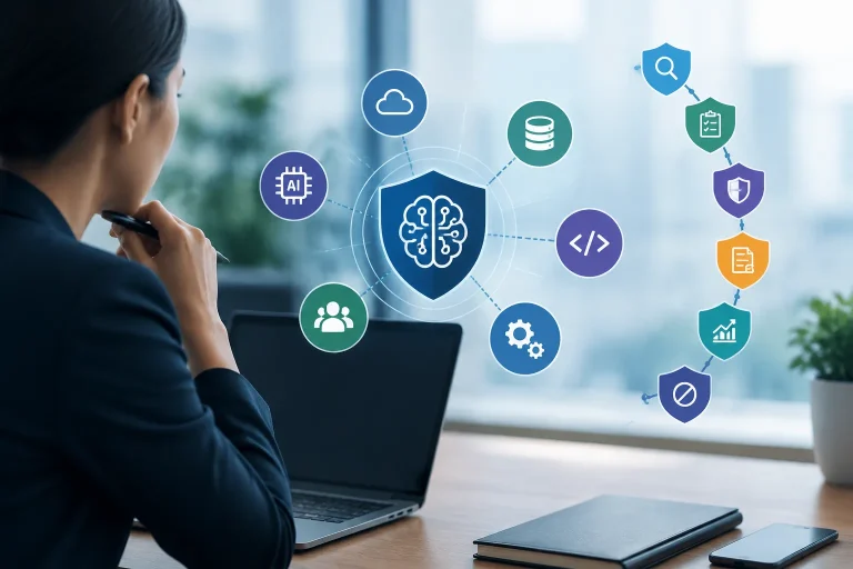 Team reviewing a third-party AI risk management lifecycle